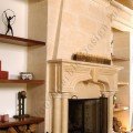 gothic limestone fireplace