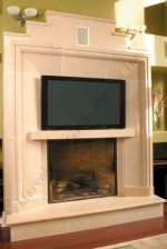 Limestone Modern Mantel With TV