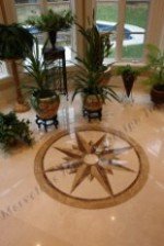 STAR 48″ Round waterjet cut star marble medallion