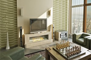 TRILOGY Cast Limestone Modern Cando Fireplace